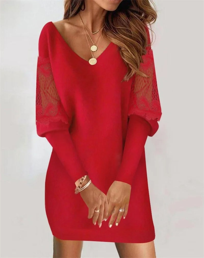 Vera Elegance | V-Ausschnitt Mini-Kleid