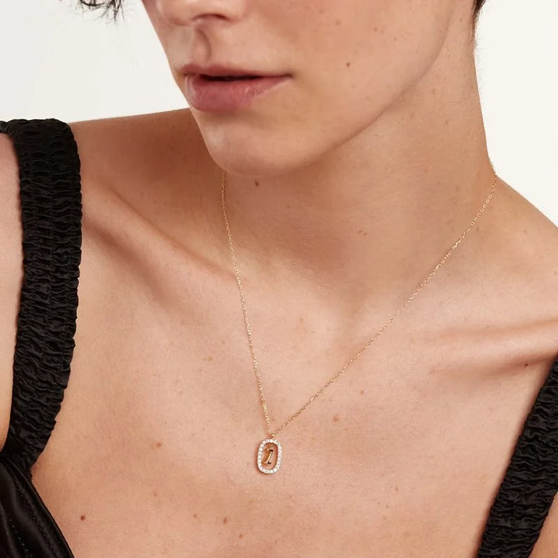 Luxe Essentials | 925 Sterling Silber Monogramm Halskette Initial Anhänger Choker