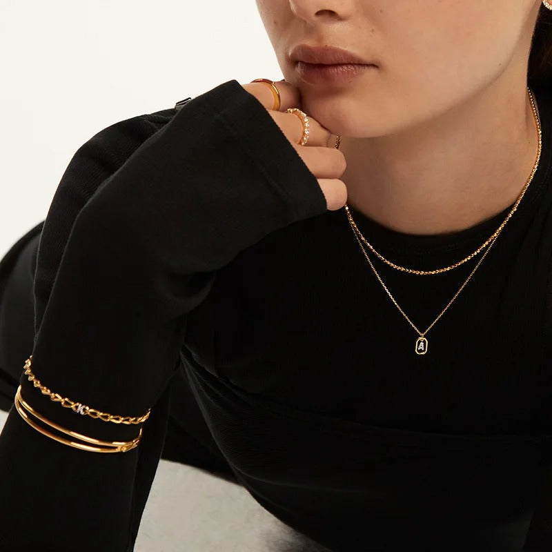 Elegance Shine | 925 Sterling Silber Alphabet Halskette Initial Choker A-Z Buchstaben Schlüsselbein Kette