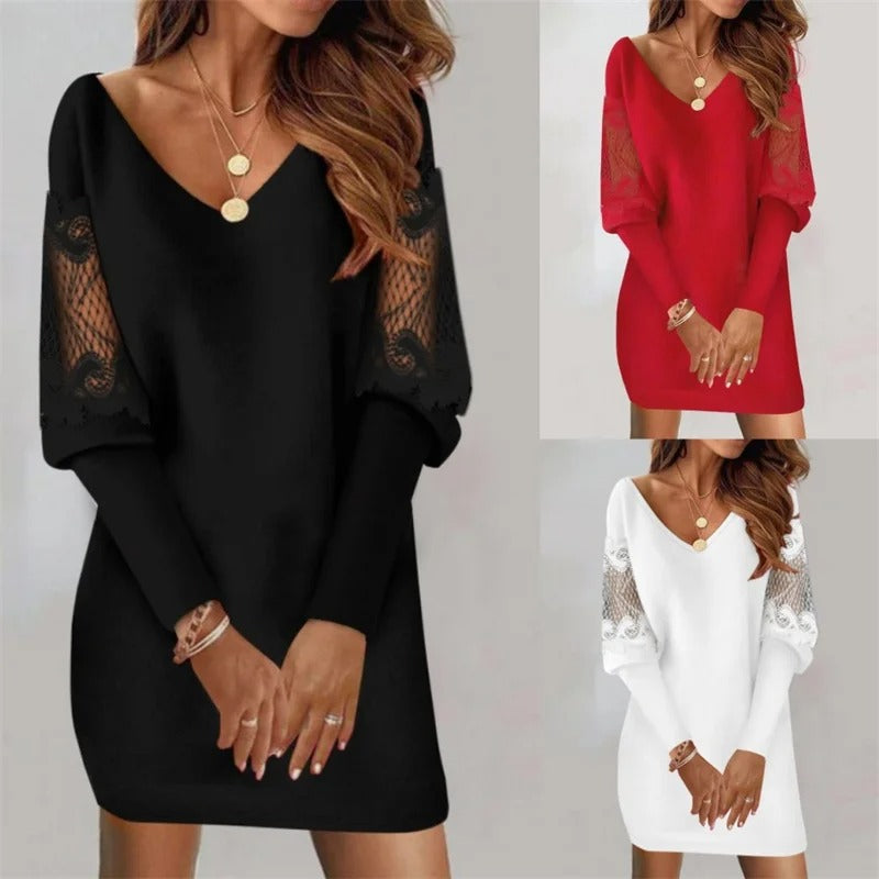 Vera Elegance | V-Ausschnitt Mini-Kleid